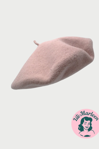 Beret, Pudder (Lyserød) - lækker vintageinspireret filt beret